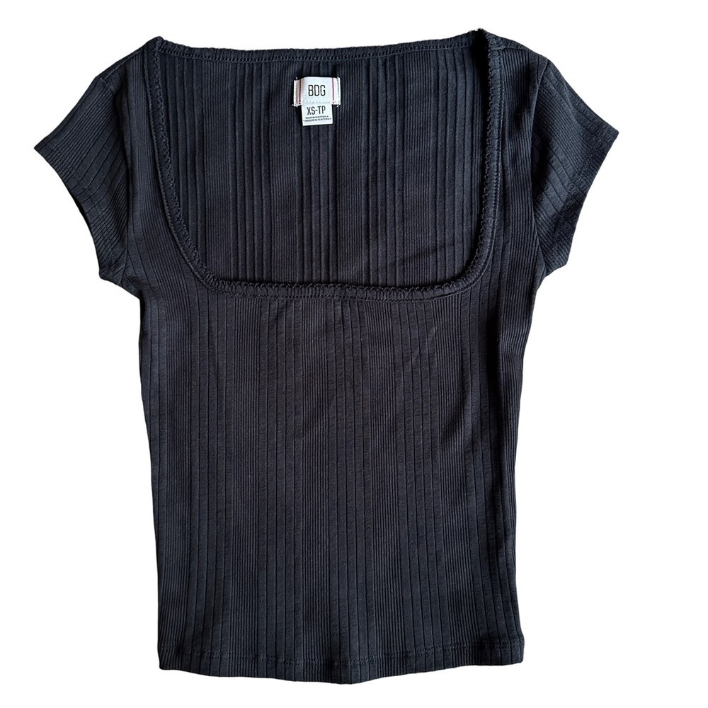 BDG Callie Baby Tee Ribbed Square Neck Cropped Top White XS Urban Outfitters - Picture 5 of 9